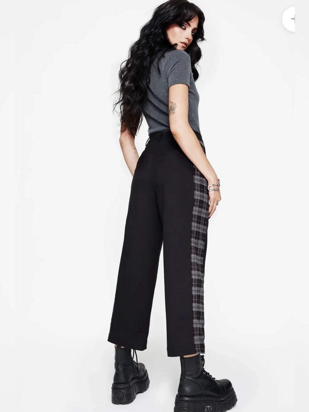 NWT Disturbia Plutone Spliced Check Straight Leg Trousers size 16 pants